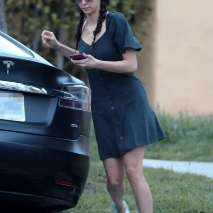 Nina Dobrev Cute in Summer Mini Dress While Leaving Her Home