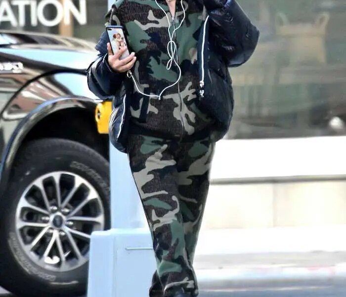 Irina Shayk Chic in a Camouflage Out in New York City