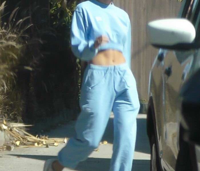 Emily Ratajkowski Wearing Baby Blue Sweats in LA