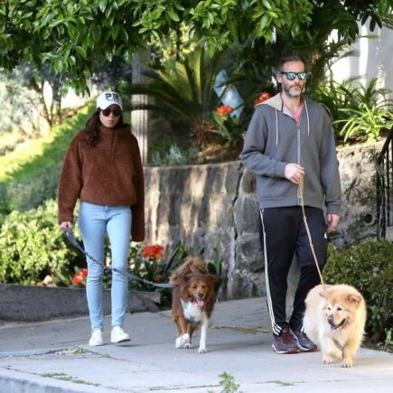 Aubrey Plaza and Jeff Baena Walks Their Dogs in LA