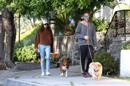 Aubrey Plaza and Jeff Baena Walks Their Dogs in LA