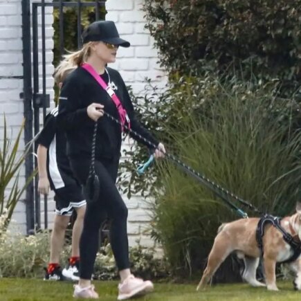 Reese Witherspoon Walking the Family Dogs with her Son