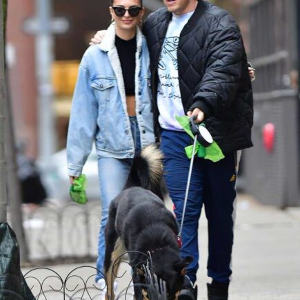 Emily Ratajkowski with Husband Walk Their Dog on Empty Streets in NY