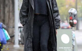 Vanessa Hudgens Out in the Los Feliz in Leather Trench Coat