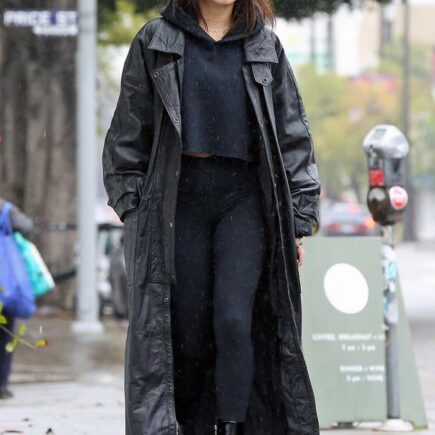 Vanessa Hudgens Out in the Los Feliz in Leather Trench Coat