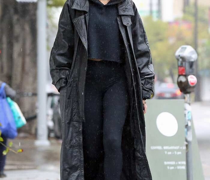 Vanessa Hudgens Out in the Los Feliz in Leather Trench Coat