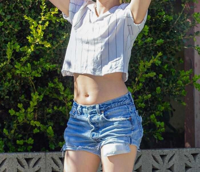 Kristen Stewart in Short Jeans Shorts in Los Angeles