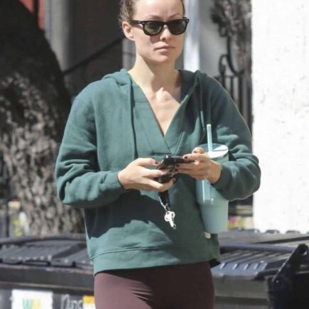 Olivia Wilde Balances Chic and Comfort in Green Hoodie and Leggings