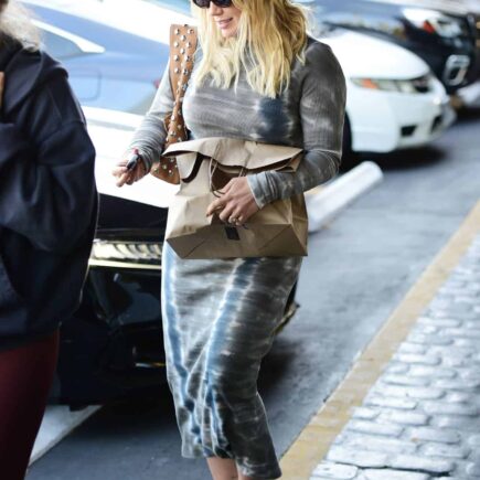 Hilary Duff Radiates Los Angeles Cool in Tie-Dye Dress and White Sneakers