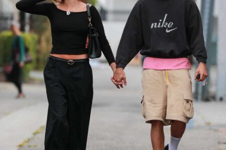 Hailey Bieber Wows in Crop Top During Coffee Run with Justin Bieber