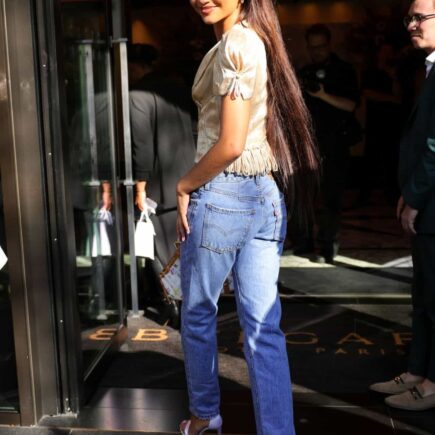 Zendaya Exudes Parisian Chic in Daring Crop Top and Jeans at PFW 2023