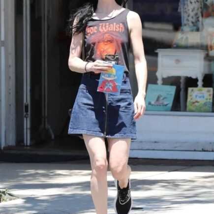 Krysten Ritter Looks Effortlessly Chic in a Sleeveless Top and Denim Skirt