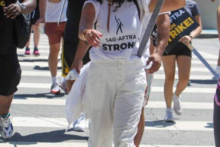 Vanessa Hudgens Joins SAG-AFTRA Strike in Chic All-White Outfit