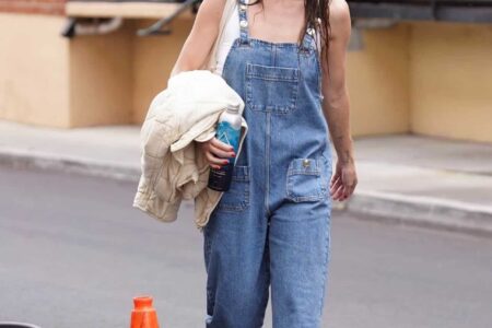 Olivia Wilde Rocks a Relaxed Look with Denim Overalls and High Clogs
