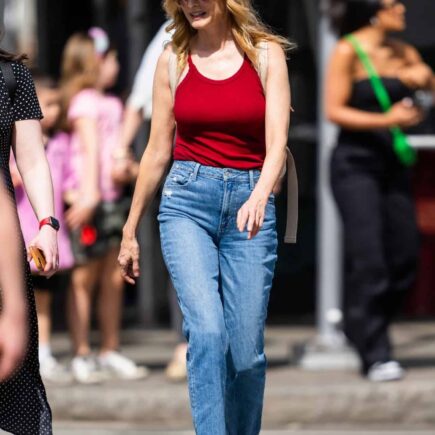 Heather Graham Looks Vintage Chic in a Red Tank Top and Jeans