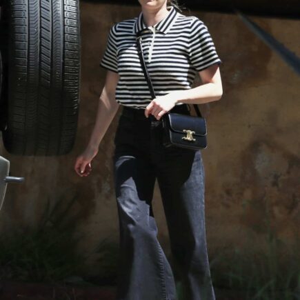 Emma Roberts Runs Errands in a Striped Shirt and Matching Sunglasses