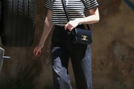 Emma Roberts Runs Errands in a Striped Shirt and Matching Sunglasses