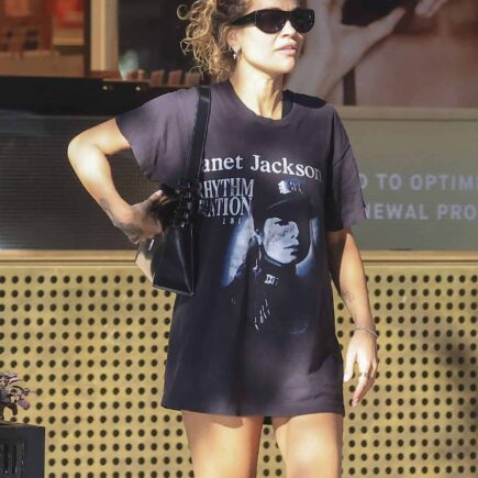 Rita Ora Looks Great in a Vintage Janet Jackson T-Shirt at Double Bay