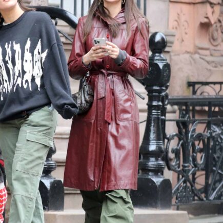 Emily Ratajkowski Pairs an Elegant Leather Coat with Timberland Boots