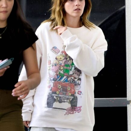 Emma Watson in a Comfy Playful Outfit at the Airport in Van Nuys