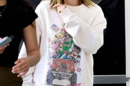 Emma Watson in a Comfy Playful Outfit at the Airport in Van Nuys