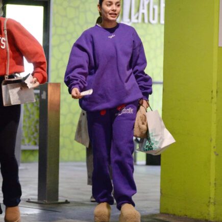 Vanessa Hudgens Rocks the Simon Miller Clogs in All-Purple Outfit