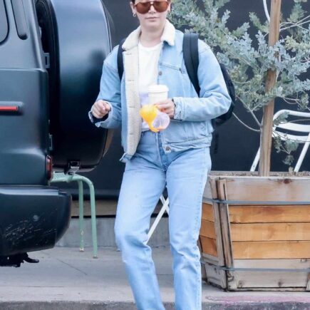 Ashley Tisdale with Husband and Daughter Hits LA in Denim-on-Denim