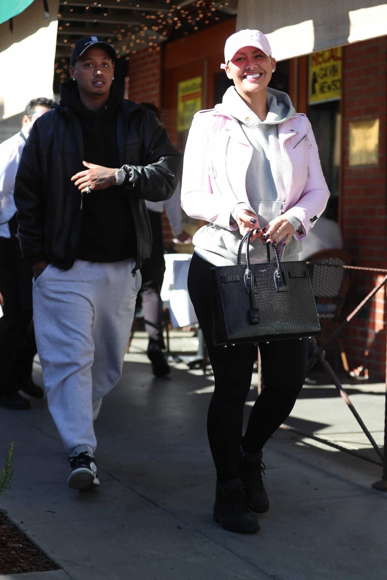 amber rose and alexander edwards leaving italian restaurant in beverly hills 2