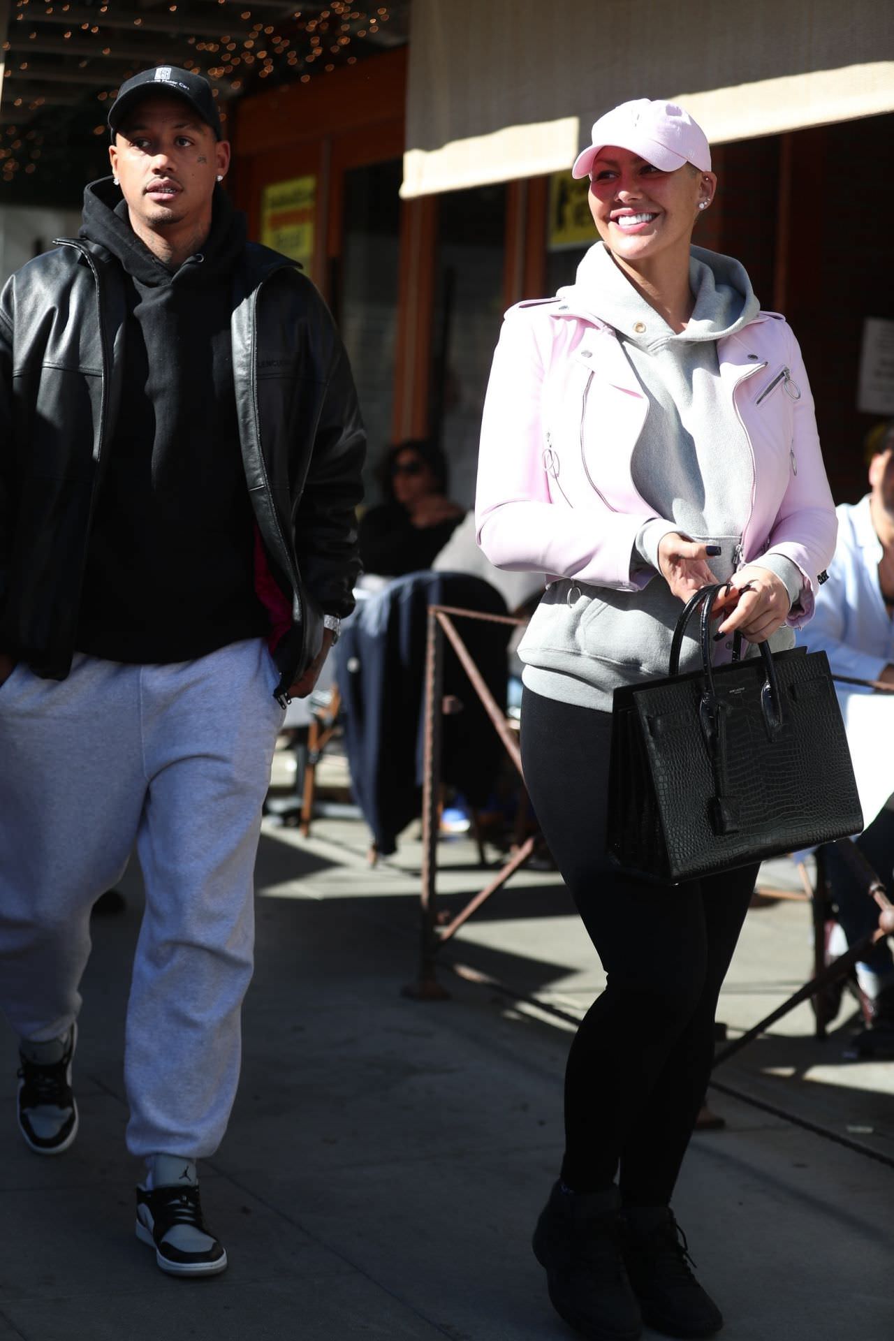 amber rose and alexander edwards leaving italian restaurant in beverly hills 3