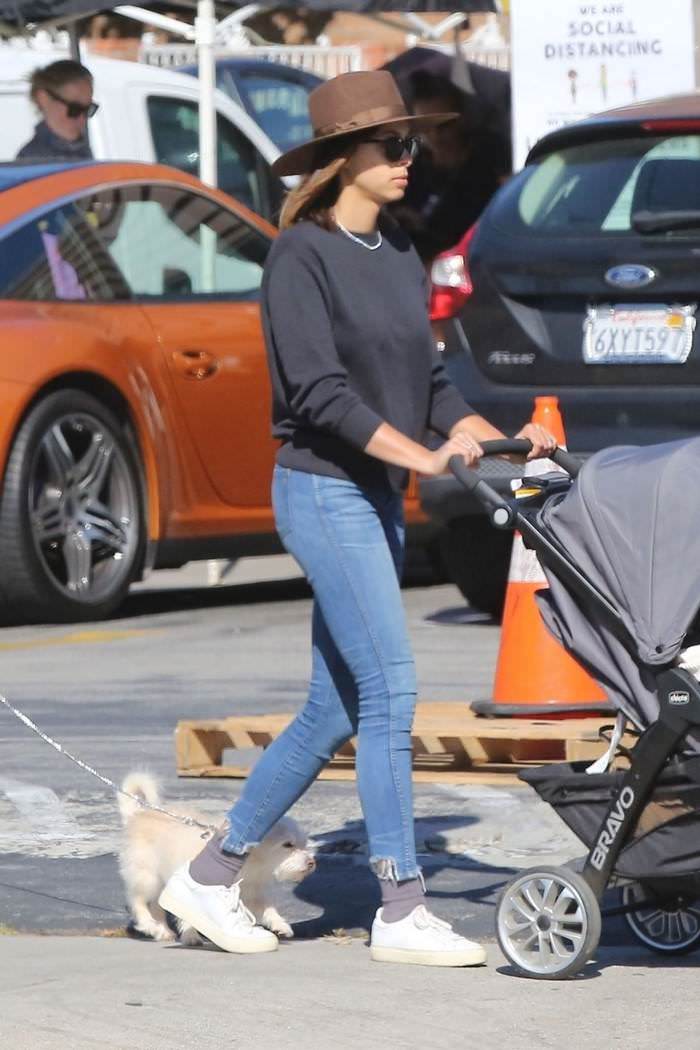 amber stevens west takes her daughter for a stroll in la 4