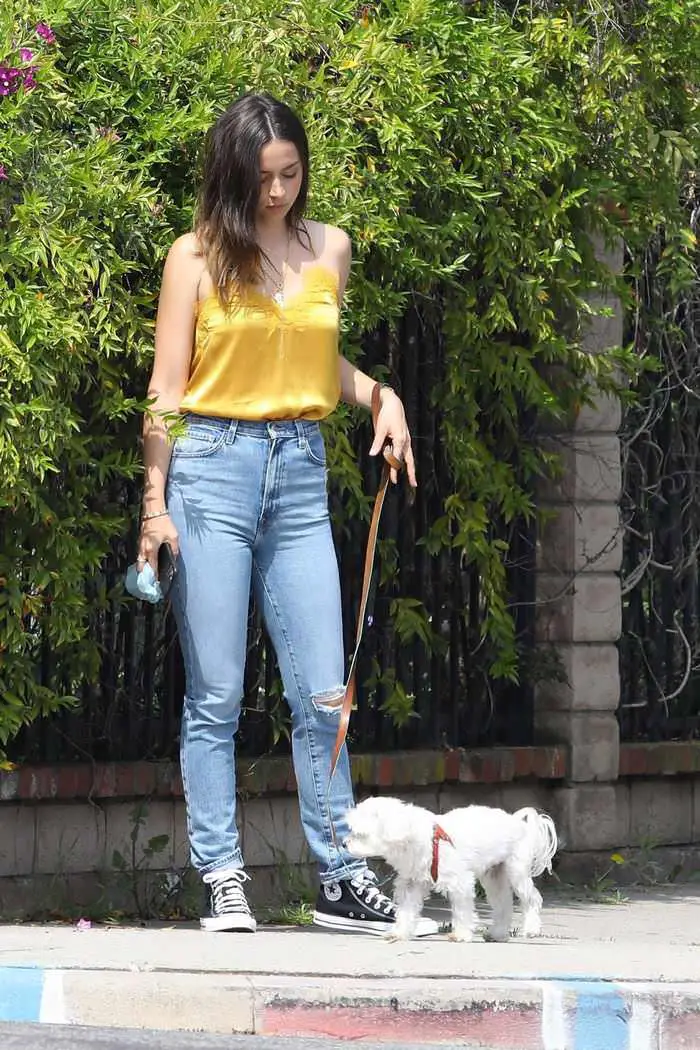 ana de armas steps out in satin camisole for a dog walk in venice 3