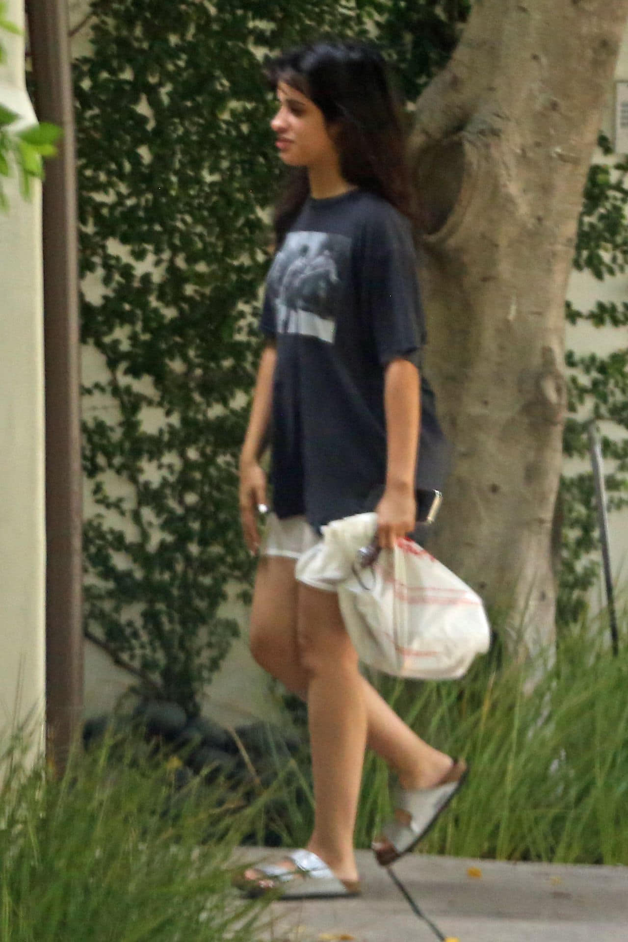 camila cabello in a baggy t shirt and shorts out in la 4