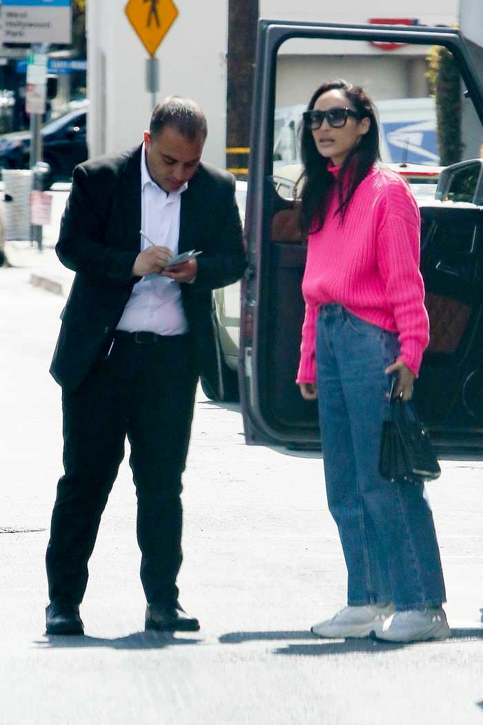 cara santana out in pink sweater and jeans 1