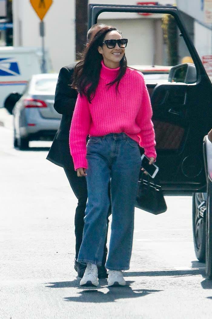 cara santana out in pink sweater and jeans 3