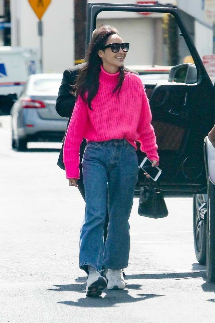 cara santana out in pink sweater and jeans 4