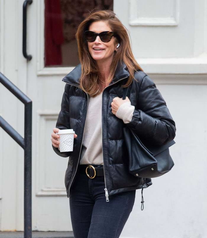 cindy crawford is all smiling as she takes a cup of coffee in nyc 4