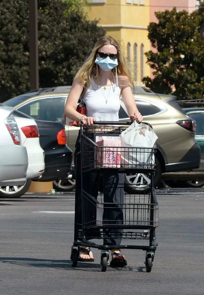 dakota fanning flashes her slim waist while grocery shopping at vons in burbank 1a