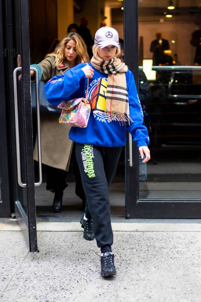 dua lipa in colorful sweats exiting hotel in new york city 1