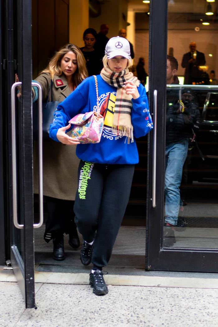 dua lipa in colorful sweats exiting hotel in new york city 4