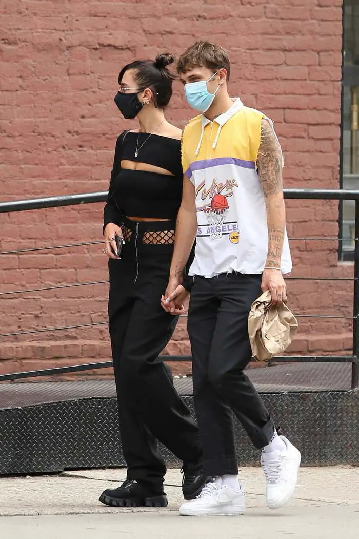 dua lipa shows her newly dyed hair as she steps out with bf 1