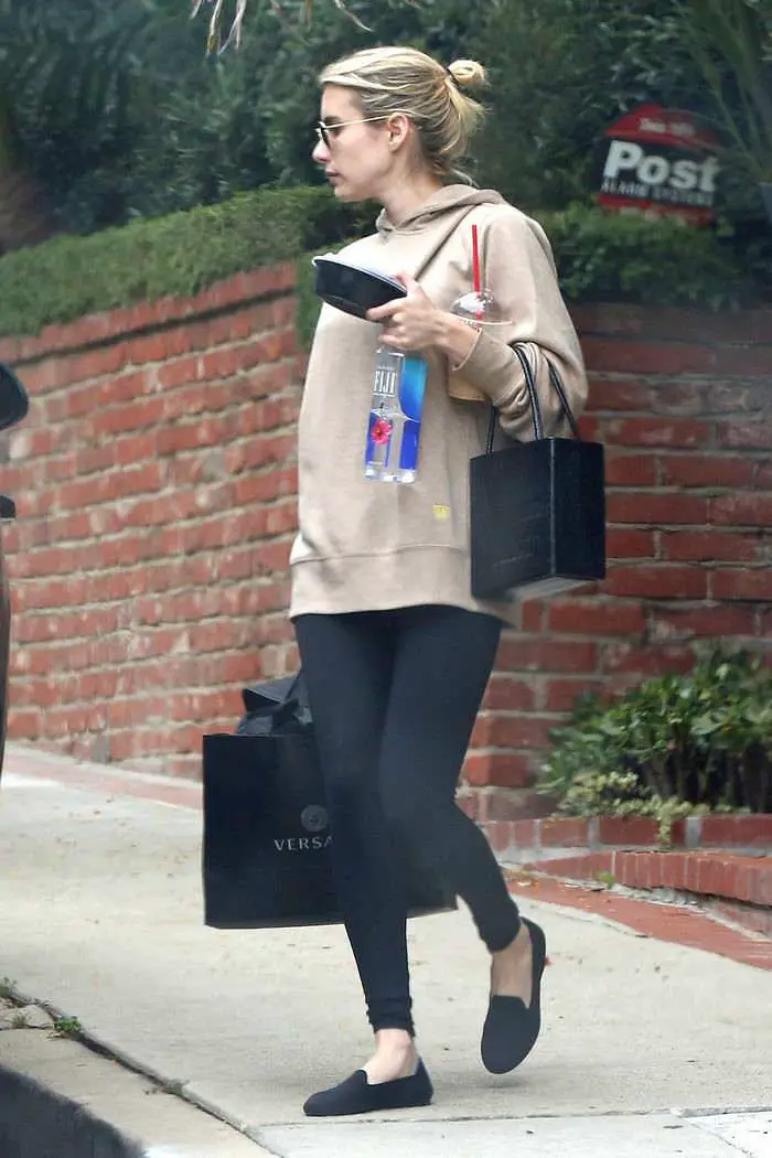 Emma Roberts in a Beige Hoody While Out Shopping in LA