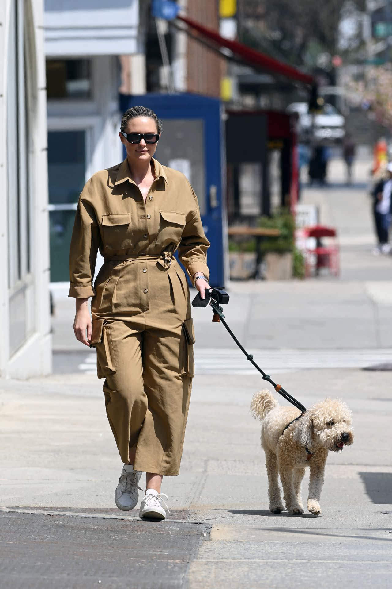 georgina burke takes her dog out for a morning stroll in ny 2