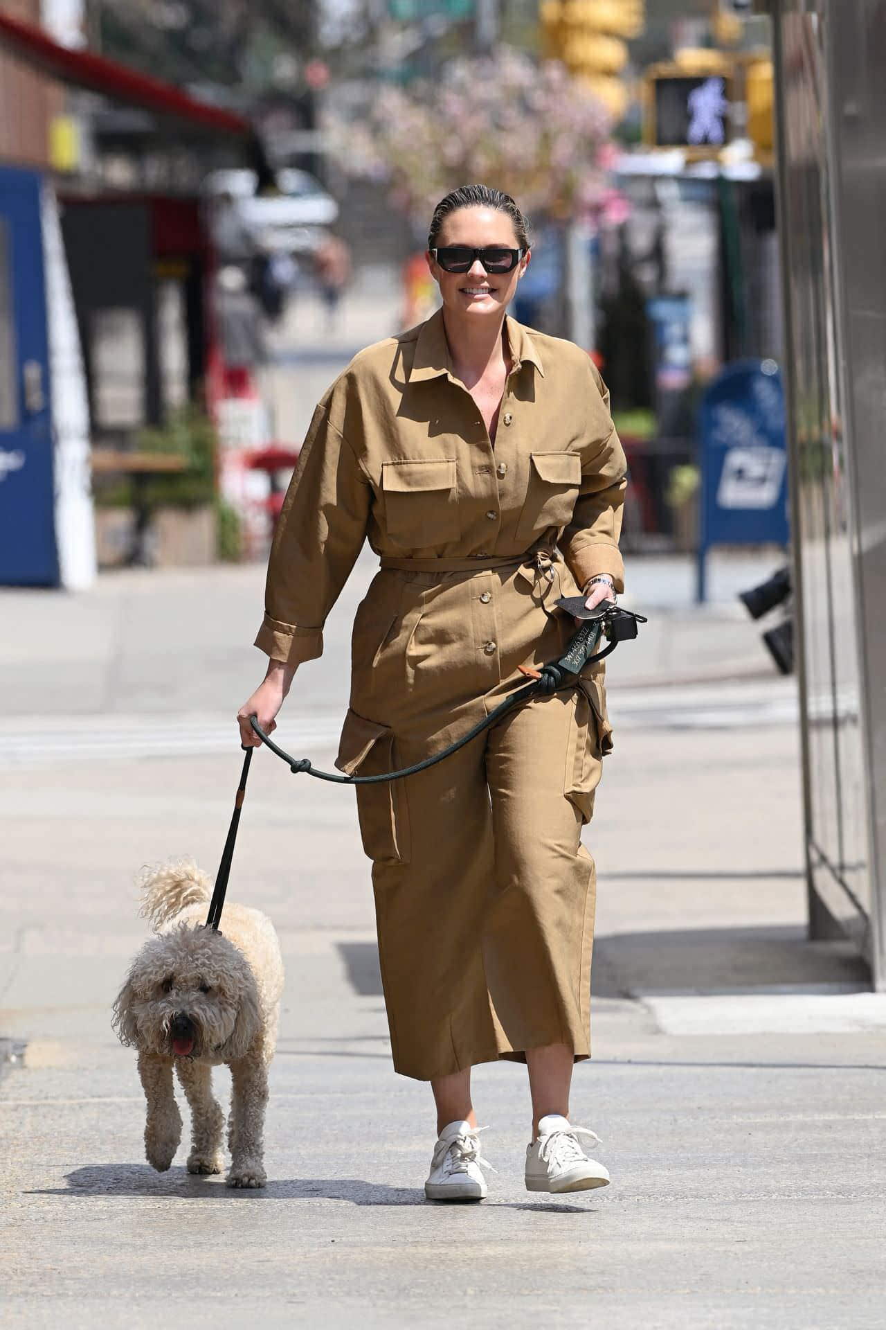 georgina burke takes her dog out for a morning stroll in ny 3