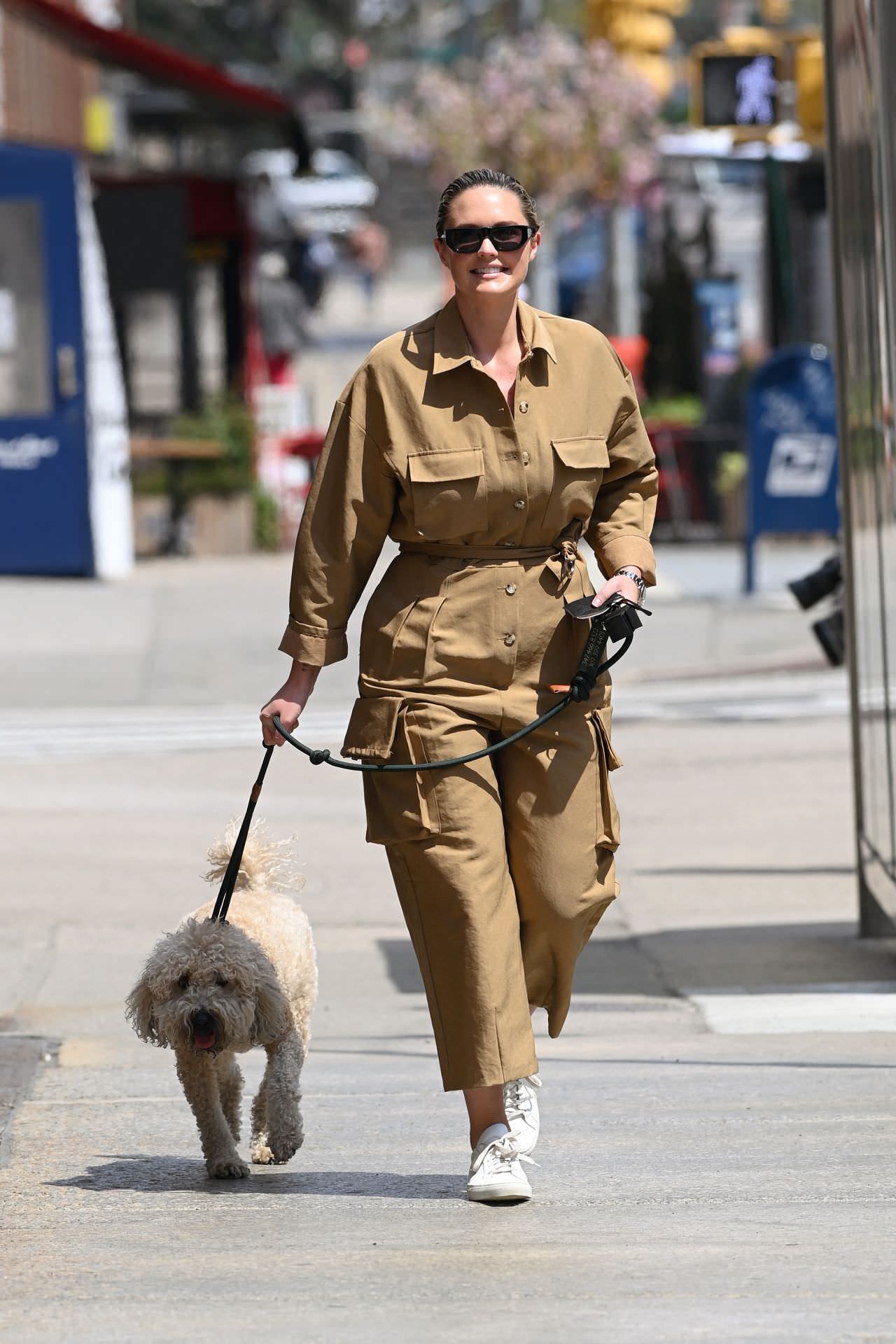 georgina burke takes her dog out for a morning stroll in ny 5