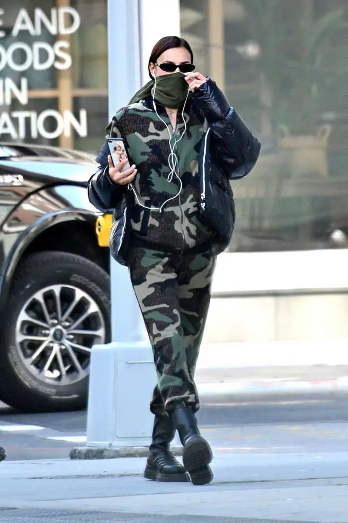 irina shayk chic in a camouflage out in new york city 4