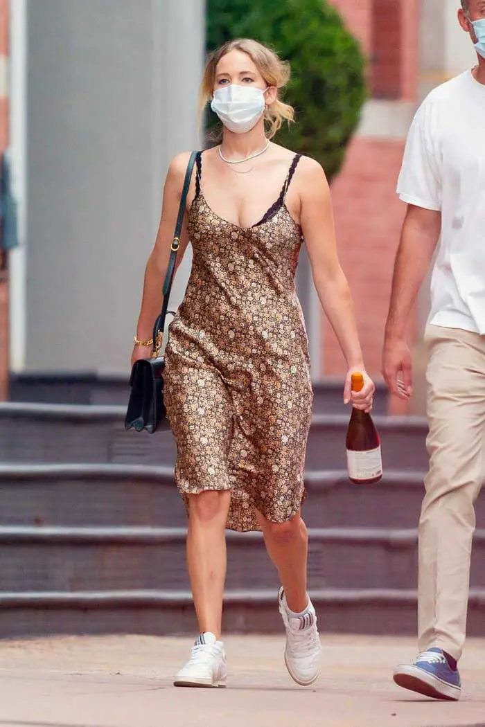 jennifer lawrence out wearing a silky dress with husband cooke maroney 4