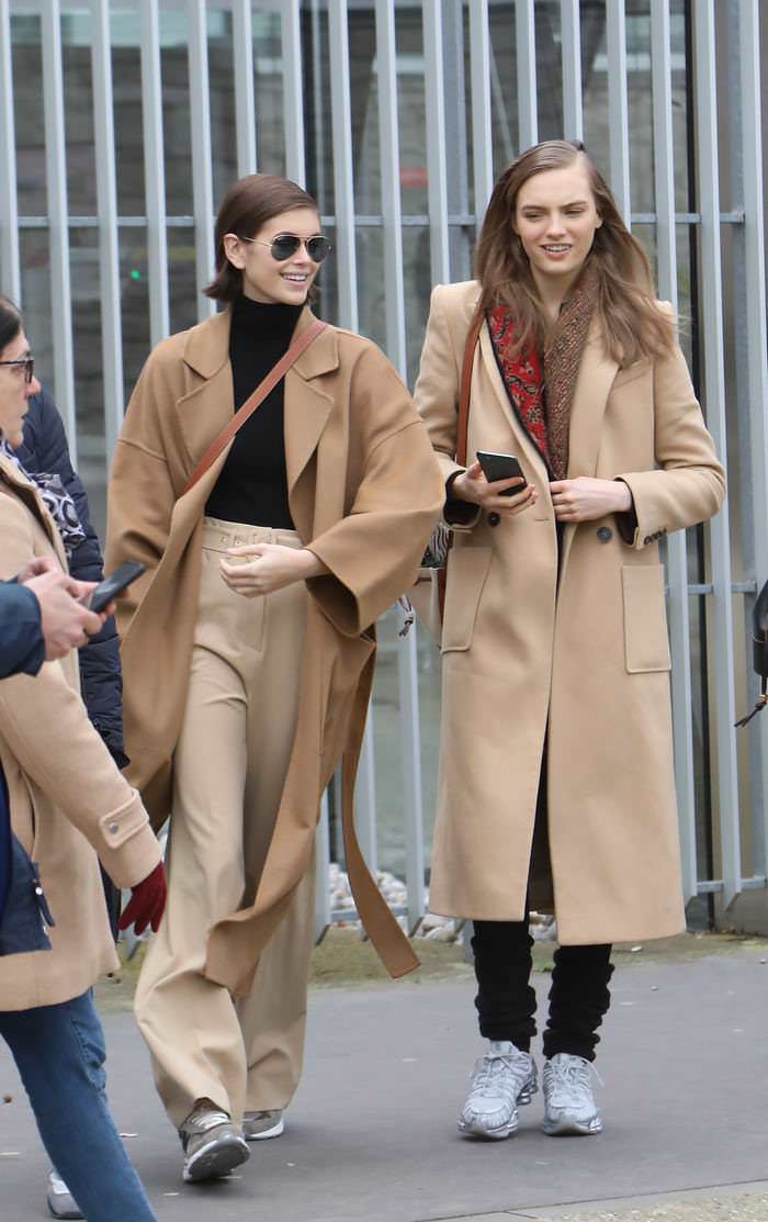 kaia gerber out in paris during pfw 1