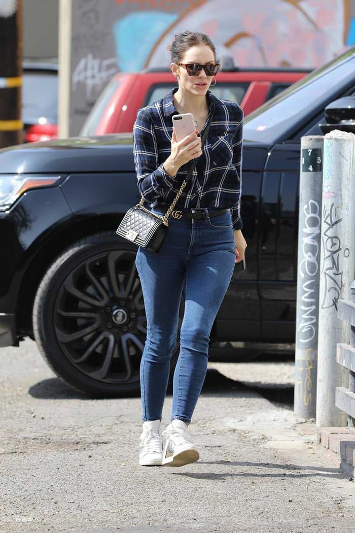 katharine mcphee in casual flannel shirt out in west hollywood 1