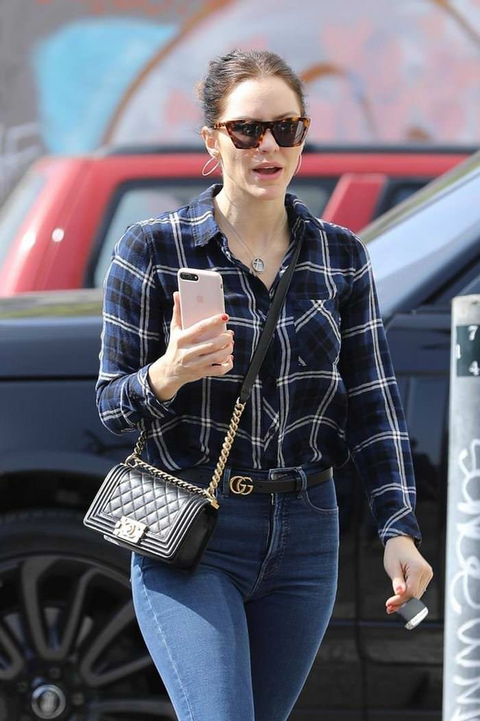 katharine mcphee in casual flannel shirt out in west hollywood 2