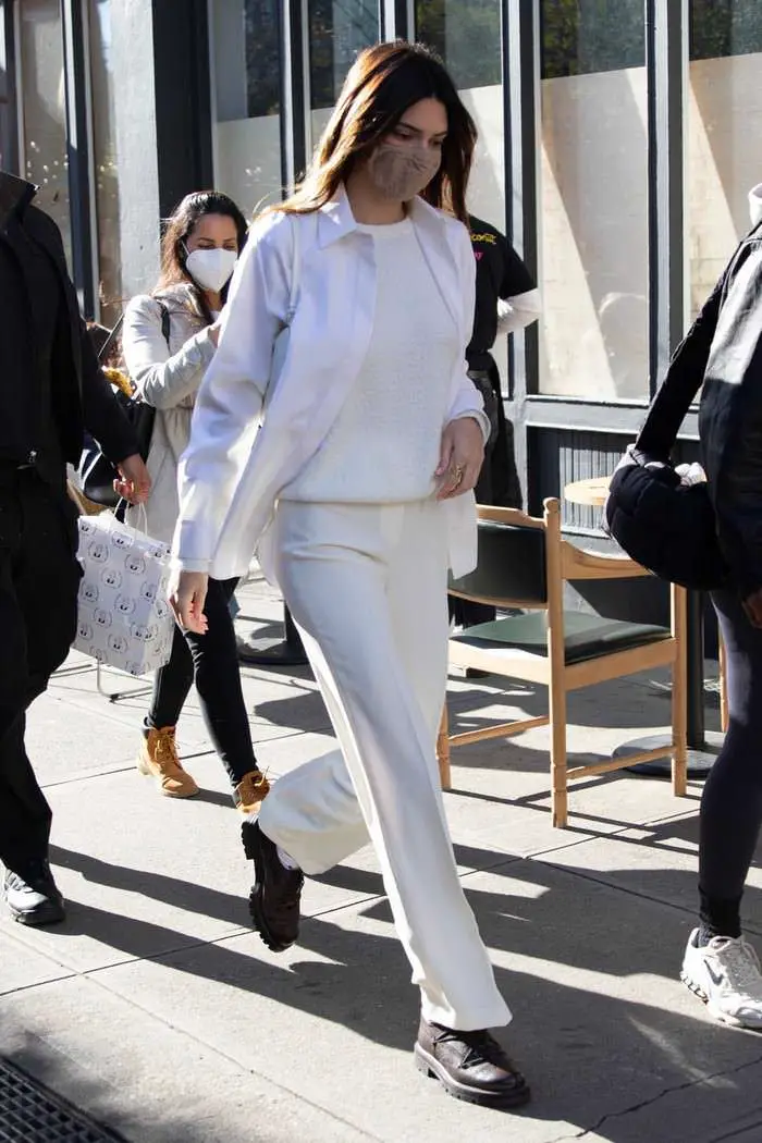 kendall jenner in a white suit and sweater heads to lunch in ny 4